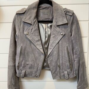 Blank NYC Light Gray Suede Leather Jacket